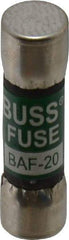 Cooper Bussmann - 250 VAC, 20 Amp, Fast-Acting General Purpose Fuse - Fuse Holder Mount, 1-1/2" OAL, 10 at 125 V kA Rating, 13/32" Diam - Americas Industrial Supply