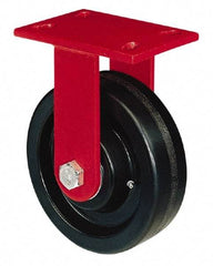 Hamilton - 6" Diam x 2" Wide x 7-3/4" OAH Top Plate Mount Rigid Caster - Phenolic, 1,200 Lb Capacity, Roller Bearing, 4-1/2 x 6-1/2" Plate - Americas Industrial Supply