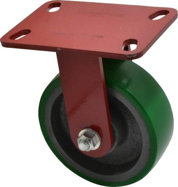 Hamilton - 6" Diam x 2" Wide x 7-3/4" OAH Top Plate Mount Rigid Caster - Polyurethane, 1,200 Lb Capacity, Precision Sealed Bearing, 4-1/2 x 6-1/2" Plate - Americas Industrial Supply