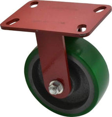 Hamilton - 6" Diam x 2" Wide x 7-3/4" OAH Top Plate Mount Rigid Caster - Polyurethane, 1,200 Lb Capacity, Precision Sealed Bearing, 4-1/2 x 6-1/2" Plate - Americas Industrial Supply