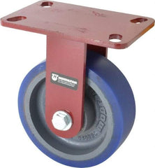 Hamilton - 6" Diam x 2" Wide x 7-3/4" OAH Top Plate Mount Rigid Caster - Polyurethane, 960 Lb Capacity, Precision Sealed Bearing, 4-1/2 x 6-1/2" Plate - Americas Industrial Supply