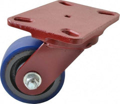Hamilton - 4" Diam x 2" Wide x 5-5/8" OAH Top Plate Mount Swivel Caster - Polyurethane, 600 Lb Capacity, Precision Sealed Bearing, 4-1/2 x 6-1/2" Plate - Americas Industrial Supply