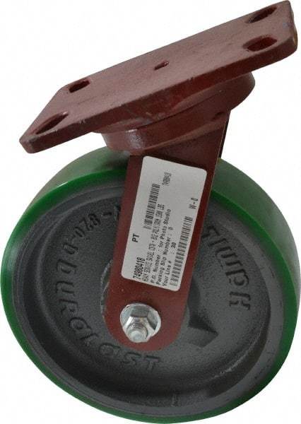 Hamilton - 8" Diam x 2" Wide x 9-3/4" OAH Top Plate Mount Swivel Caster - Polyurethane, 1,500 Lb Capacity, Precision Sealed Bearing, 4-1/2 x 6-1/2" Plate - Americas Industrial Supply