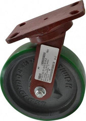 Hamilton - 8" Diam x 2" Wide x 9-3/4" OAH Top Plate Mount Swivel Caster - Polyurethane, 1,500 Lb Capacity, Precision Sealed Bearing, 4-1/2 x 6-1/2" Plate - Americas Industrial Supply