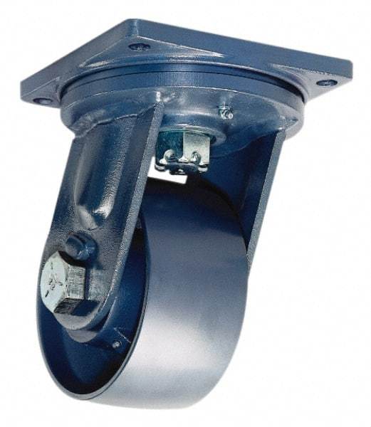 Hamilton - 6" Diam x 3" Wide x 10" OAH Top Plate Mount Swivel Caster - Forged Steel, 12,000 Lb Capacity, Tapered Bearing, 8-1/2 x 8-1/2" Plate - Americas Industrial Supply