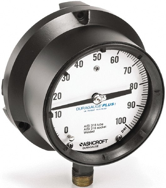 Ashcroft - 6" Dial, 1/2 Thread, 0-1,000 Scale Range, Pressure Gauge - Americas Industrial Supply