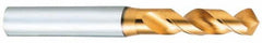 OSG - 0.685" 120° Spiral Flute Vanadium High Speed Steel Screw Machine Drill Bit - TiN Finish, Right Hand Cut, 60mm Flute Length, 128mm OAL, Faceted Point, Straight Shank - Americas Industrial Supply