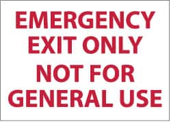 NMC - Emergency Exit Only Not for General Use, Plastic Exit Sign - 14" Wide x 10" High - Americas Industrial Supply