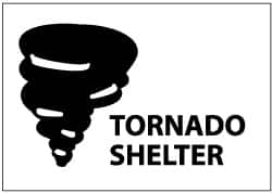 NMC - "Tornado Shelter", 10" Long x 14" Wide, Aluminum Safety Sign - Rectangle, 0.04" Thick, Use for Accident Prevention - Americas Industrial Supply
