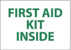NMC - "First Aid Kit Inside", 7" Long x 10" Wide, Rigid Plastic Safety Sign - Rectangle, 0.05" Thick, Use for First Aid - Americas Industrial Supply