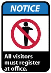 NMC - "Notice - All Visitors Must Register at Office", 14" Long x 10" Wide, Aluminum Safety Sign - Rectangle, 0.04" Thick, Use for Security & Admittance - Americas Industrial Supply
