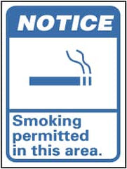 NMC - "Notice - Smoking Permitted in This Area", 14" Long x 10" Wide, Pressure-Sensitive Vinyl Safety Sign - Rectangle, 0.004" Thick, Use for Security & Admittance - Americas Industrial Supply