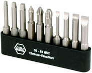 10 Piece - Slotted 3.0; 4.5; 5.5; 6.5mm; Phillips 1; 2; 3 and Square 1; 2; 3 - Power Bit Belt Pack With Holder - Americas Industrial Supply