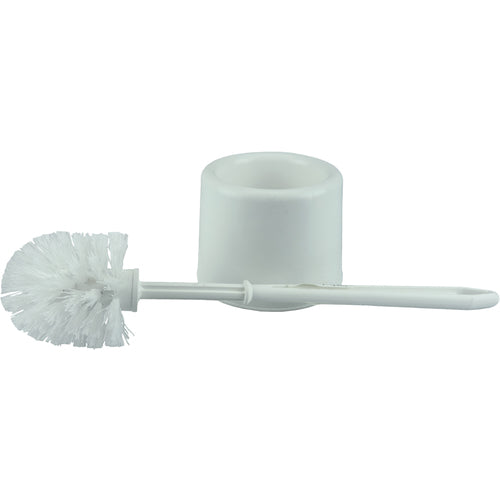 Toilet Bowl Brush Set, White Plastic Fill, Plastic Handle and Holder - Americas Industrial Supply