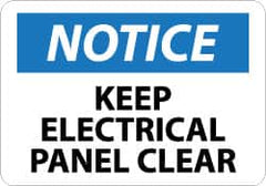 NMC - "Notice - Keep Electrical Panel Clear", 7" Long x 10" Wide, Rigid Plastic Safety Sign - Rectangle, 0.05" Thick, Use for Accident Prevention - Americas Industrial Supply