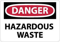 NMC - "Danger - Hazardous Waste", 7" Long x 10" Wide, Rigid Plastic Safety Sign - Rectangle, 0.05" Thick, Use for Hazardous Materials - Americas Industrial Supply