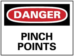 NMC - "Danger - Pinch Points", 7" Long x 10" Wide, Rigid Plastic Safety Sign - Rectangle, 0.05" Thick, Use for Accident Prevention - Americas Industrial Supply