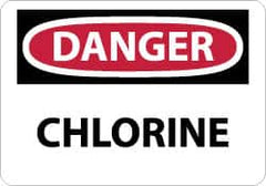 NMC - "Danger - Chlorine", 7" Long x 10" Wide, Pressure-Sensitive Vinyl Safety Sign - Rectangle, 0.004" Thick, Use for Hazardous Materials - Americas Industrial Supply