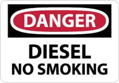 NMC - "Danger - Diesel - No Smoking", 10" Long x 14" Wide, Pressure-Sensitive Vinyl Safety Sign - Rectangle, 0.004" Thick, Use for Accident Prevention - Americas Industrial Supply