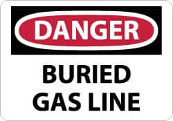 NMC - "Danger - Buried Gas Line", 10" Long x 14" Wide, Aluminum Safety Sign - Rectangle, 0.04" Thick, Use for Hazardous Materials - Americas Industrial Supply