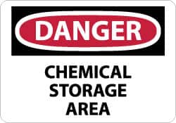 NMC - "Danger - Chemical Storage Area", 7" Long x 10" Wide, Rigid Plastic Safety Sign - Rectangle, 0.05" Thick, Use for Hazardous Materials - Americas Industrial Supply