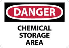 NMC - "Danger - Chemical Storage Area", 7" Long x 10" Wide, Pressure-Sensitive Vinyl Safety Sign - Rectangle, 0.004" Thick, Use for Hazardous Materials - Americas Industrial Supply