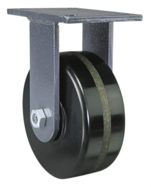 Hamilton - 10" Diam x 3" Wide x 12-1/2" OAH Top Plate Mount Rigid Caster - Forged Steel, 3,500 Lb Capacity, Roller Bearing, 5-1/4 x 7-1/4" Plate - Americas Industrial Supply