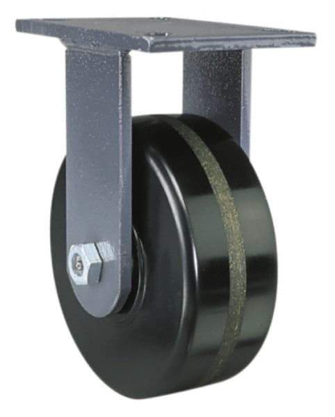 Hamilton - 6" Diam x 3" Wide x 8" OAH Top Plate Mount Rigid Caster - Polyurethane, 2,200 Lb Capacity, Precision Sealed Bearing, 5-1/4 x 7-1/4" Plate - Americas Industrial Supply