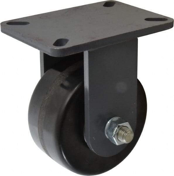 Hamilton - 6" Diam x 3" Wide x 8" OAH Top Plate Mount Rigid Caster - Phenolic, 2,000 Lb Capacity, Roller Bearing, 5-1/4 x 7-1/4" Plate - Americas Industrial Supply