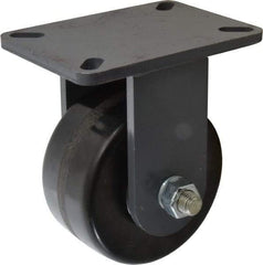Hamilton - 6" Diam x 3" Wide x 8" OAH Top Plate Mount Rigid Caster - Phenolic, 2,000 Lb Capacity, Roller Bearing, 5-1/4 x 7-1/4" Plate - Americas Industrial Supply