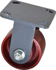 Hamilton - 4" Diam x 2" Wide x 5-5/8" OAH Top Plate Mount Rigid Caster - Cast Iron, 1,000 Lb Capacity, Roller Bearing, 4 x 4-1/2" Plate - Americas Industrial Supply