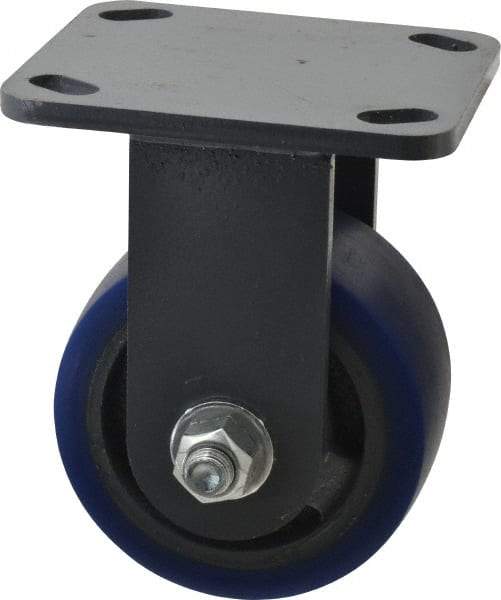 Hamilton - 4" Diam x 2" Wide x 5-5/8" OAH Top Plate Mount Rigid Caster - Polyurethane, 600 Lb Capacity, Precision Sealed Bearing, 4 x 4-1/2" Plate - Americas Industrial Supply