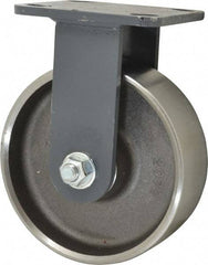 Hamilton - 6" Diam x 2" Wide x 7-1/2" OAH Top Plate Mount Rigid Caster - Forged Steel, 2,000 Lb Capacity, Roller Bearing, 4 x 4-1/2" Plate - Americas Industrial Supply