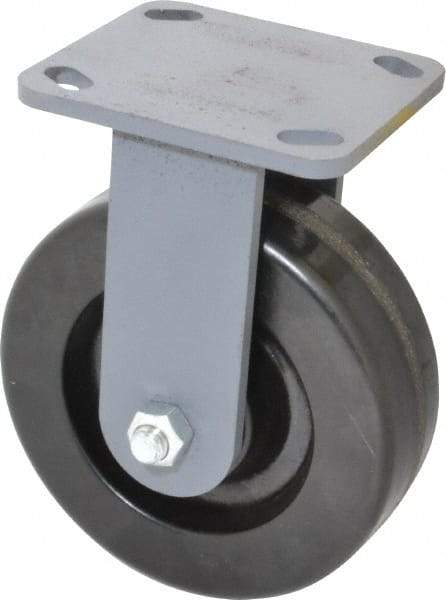Hamilton - 6" Diam x 2" Wide x 7-1/2" OAH Top Plate Mount Rigid Caster - Phenolic, 1,200 Lb Capacity, Roller Bearing, 4 x 4-1/2" Plate - Americas Industrial Supply