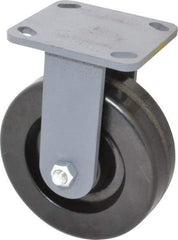 Hamilton - 6" Diam x 2" Wide x 7-1/2" OAH Top Plate Mount Rigid Caster - Phenolic, 1,200 Lb Capacity, Roller Bearing, 4 x 4-1/2" Plate - Americas Industrial Supply