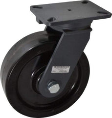 Hamilton - 10" Diam x 3" Wide x 12-1/2" OAH Top Plate Mount Swivel Caster - Phenolic, 2,900 Lb Capacity, Roller Bearing, 5-1/4 x 7-1/4" Plate - Americas Industrial Supply