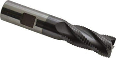 ProMax - 3/4" Diam, Coarse Pitch, 1-5/8" LOC, 4 Flute Solid Carbide 0.055-0.065" Corner Radius Roughing End Mill - AlTiN Finish, 4" OAL, 3/4" Shank Diam, Single End, Centercutting, 30° Helix - Americas Industrial Supply