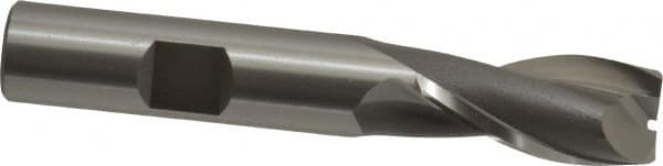 OSG - 17/32", 1-1/8" LOC, 1/2" Shank Diam, 3-1/8" OAL, 2 Flute, Cobalt Square End Mill - Single End, Uncoated, Spiral Flute, 30° Helix, Centercutting, Right Hand Cut, Right Hand Flute, Series 520 - Americas Industrial Supply