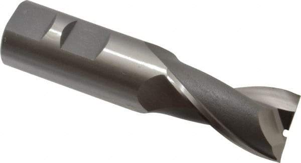 OSG - 7/8", 1-1/2" LOC, 7/8" Shank Diam, 3-3/4" OAL, 2 Flute, Cobalt Square End Mill - Single End, Uncoated, Spiral Flute, 30° Helix, Centercutting, Right Hand Cut, Right Hand Flute, Series 520 - Americas Industrial Supply