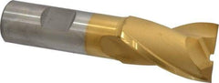 OSG - 1", 1-1/2" LOC, 3/4" Shank Diam, 3-3/4" OAL, 2 Flute, Cobalt Square End Mill - Single End, TiN Finish, Spiral Flute, 30° Helix, Centercutting, Right Hand Cut, Right Hand Flute, Series 520 - Americas Industrial Supply