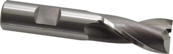 OSG - 18mm, 1-5/16" LOC, 5/8" Shank Diam, 3-7/16" OAL, 2 Flute, Cobalt Square End Mill - Single End, Uncoated, Spiral Flute, 30° Helix, Centercutting, Right Hand Cut, Right Hand Flute, Series 580 - Americas Industrial Supply