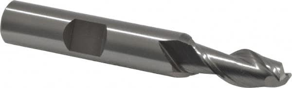 OSG - 5/16", 3/4" LOC, 3/8" Shank Diam, 2-1/2" OAL, 2 Flute, Cobalt Square End Mill - Single End, Uncoated, Spiral Flute, 45° Helix, Centercutting, Right Hand Cut, Right Hand Flute, Series 530 - Americas Industrial Supply