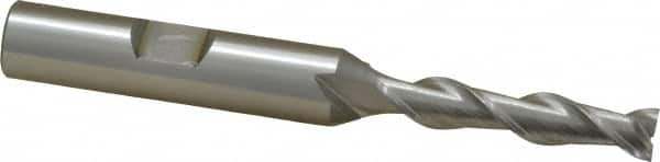 OSG - 1/4", 1-1/4" LOC, 3/8" Shank Diam, 3-1/16" OAL, 2 Flute, Cobalt Square End Mill - Single End, Uncoated, Spiral Flute, 45° Helix, Centercutting, Right Hand Cut, Right Hand Flute, Series 535 - Americas Industrial Supply
