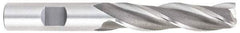 Hertel - 1", 2" LOC, 1" Shank Diam, 4-1/2" OAL, 3 Flute, High Speed Steel Square End Mill - Single End, Uncoated, Spiral Flute, 30° Helix, Centercutting, Right Hand Cut, Right Hand Flute - Americas Industrial Supply