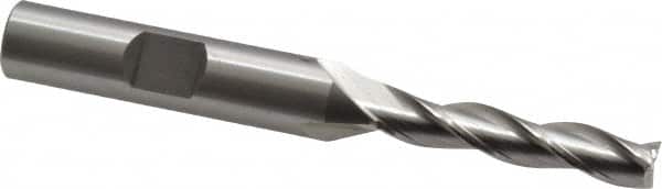 OSG - 1/4", 1-1/4" LOC, 3/8" Shank Diam, 3-1/16" OAL, 3 Flute, Cobalt Square End Mill - Single End, Uncoated, Spiral Flute, 30° Helix, Centercutting, Right Hand Cut, Right Hand Flute, Series 536 - Americas Industrial Supply
