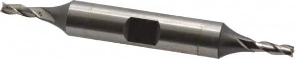 OSG - 1/8", 3/8" LOC, 3/8" Shank Diam, 3-1/16" OAL, 3 Flute, Cobalt Square End Mill - Double End, Uncoated, Spiral Flute, 30° Helix, Centercutting, Right Hand Cut, Right Hand Flute, Series 532 - Americas Industrial Supply
