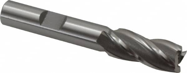 OSG - 7/16", 1" LOC, 3/8" Shank Diam, 2-11/16" OAL, 4 Flute, Cobalt Square End Mill - Single End, Uncoated, Spiral Flute, 30° Helix, Right Hand Cut, Right Hand Flute, Series 540 - Americas Industrial Supply