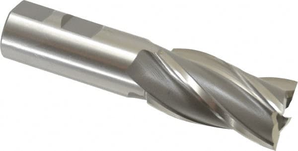 OSG - 1", 1-7/8" LOC, 7/8" Shank Diam, 4-1/8" OAL, 4 Flute, Cobalt Square End Mill - Single End, Uncoated, Spiral Flute, 30° Helix, Right Hand Cut, Right Hand Flute, Series 540 - Americas Industrial Supply