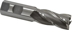 OSG - 25mm, 2" LOC, 1" Shank Diam, 4-1/2" OAL, 4 Flute, Cobalt Square End Mill - Single End, Uncoated, Spiral Flute, 30° Helix, Right Hand Cut, Right Hand Flute, Series 581 - Americas Industrial Supply