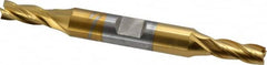 OSG - 1/4", 5/8" LOC, 3/8" Shank Diam, 3-3/8" OAL, 4 Flute, Cobalt Square End Mill - Double End, TiN Finish, Spiral Flute, 30° Helix, Right Hand Cut, Right Hand Flute, Series 542 - Americas Industrial Supply